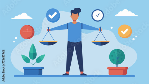 A graphic of a person balancing multiple plates labeled perfection success and achievement reflecting the immense pressure and burden of trying