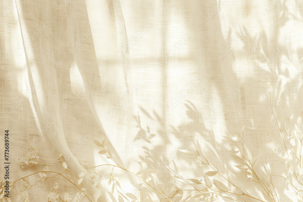 custom made wallpaper toronto digitalBoho wedding backdrop with natural light shadows on beige linen cloth texture. 