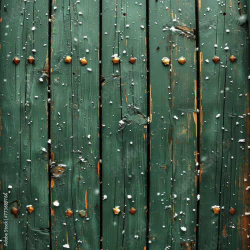 Cozy Dark Green Wood Backdrop with Snow and Coffee  © Creative Valley