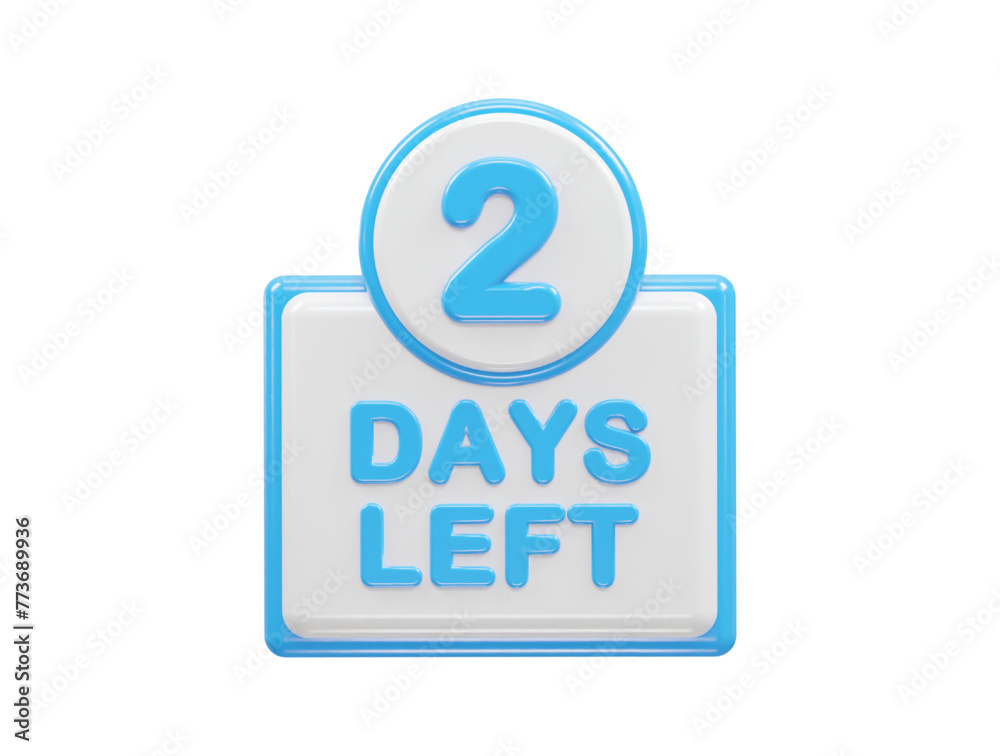 2 days left text illustration 3d rendering 2 days left text illustration 3d rendering