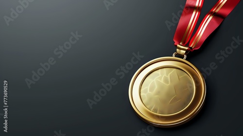 Realistic 3D Vector Illustration of Award Medal with Color