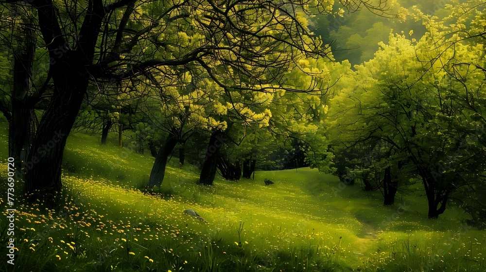 Spring Panorama: Stunning Views of Green Landscape in Beautiful Colors