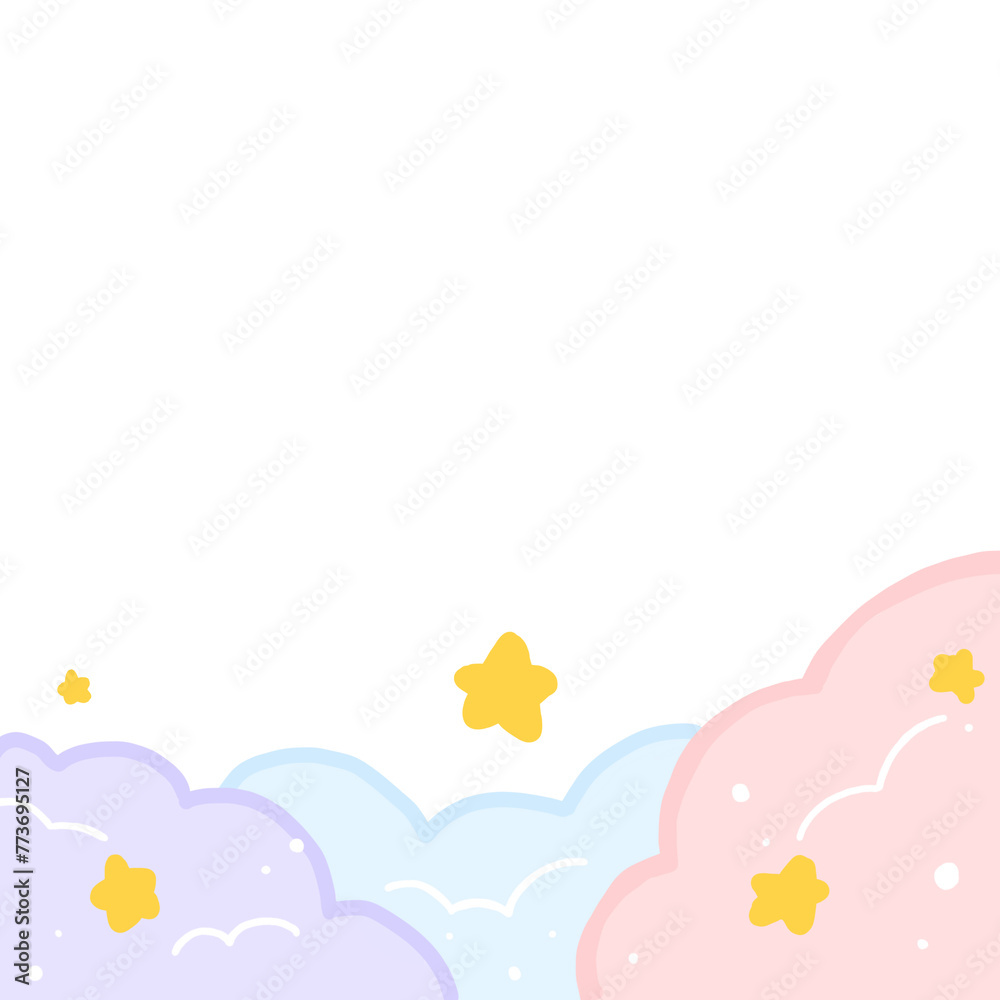 pastel clouds and stars with a white background pastel clouds and stars with a white background