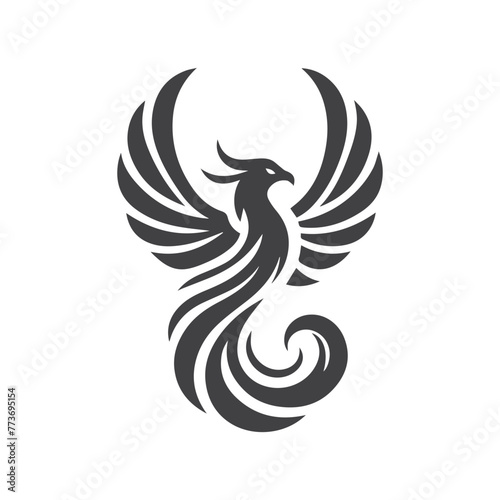Modern Phoenix Logo Monochrome Design