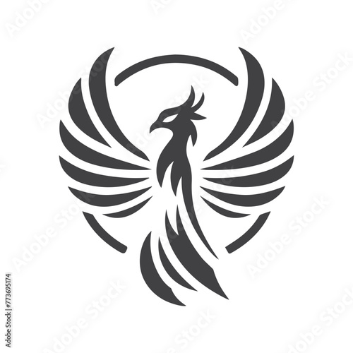 Modern Phoenix Logo Monochrome Design © Arzhye