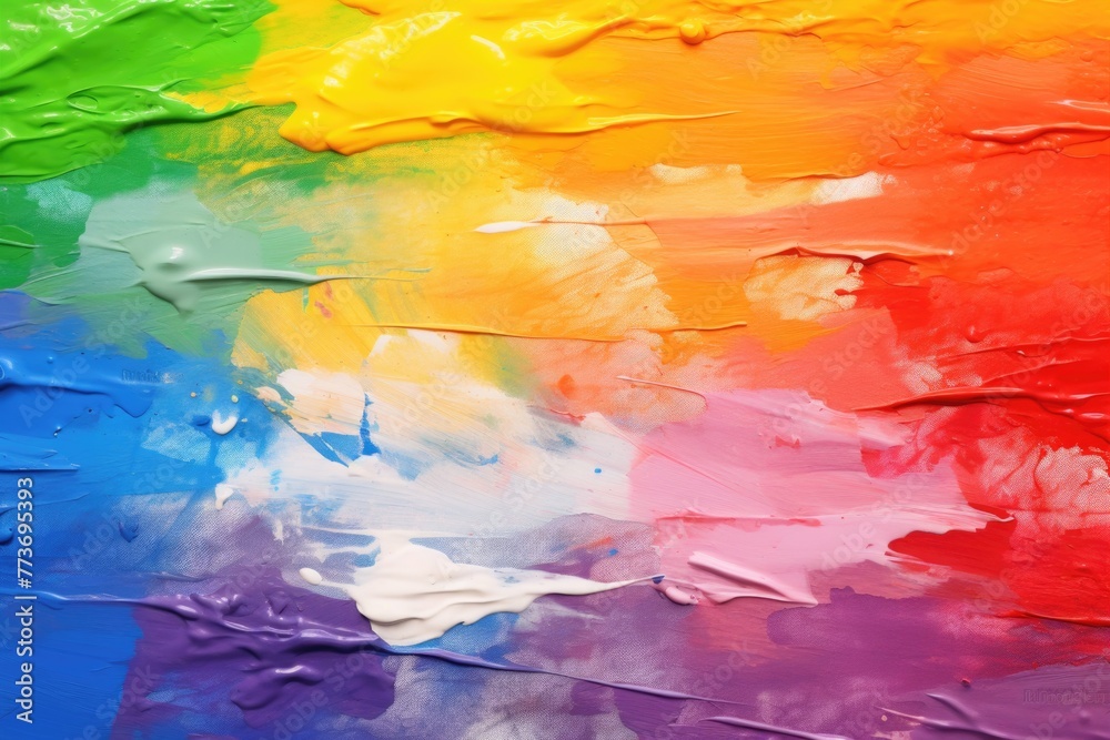 Colorful painting with rainbow background and splash of color