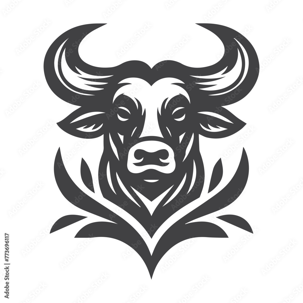 Bull Head Logo Monocrome Design