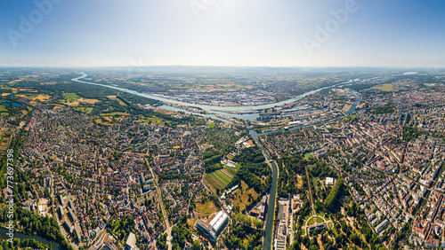 Strasbourg  France. Panorama of the city on a summer day. Sunny weather. Aerial view