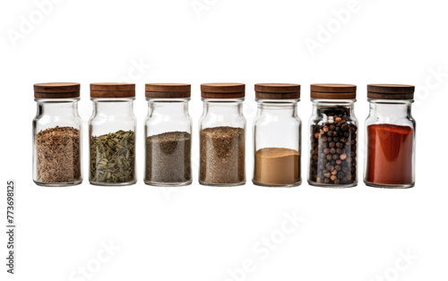 Organized Spice Jars Isolated on Transparent Background