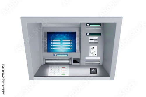 ATM isolated on white background. 3D rendering.