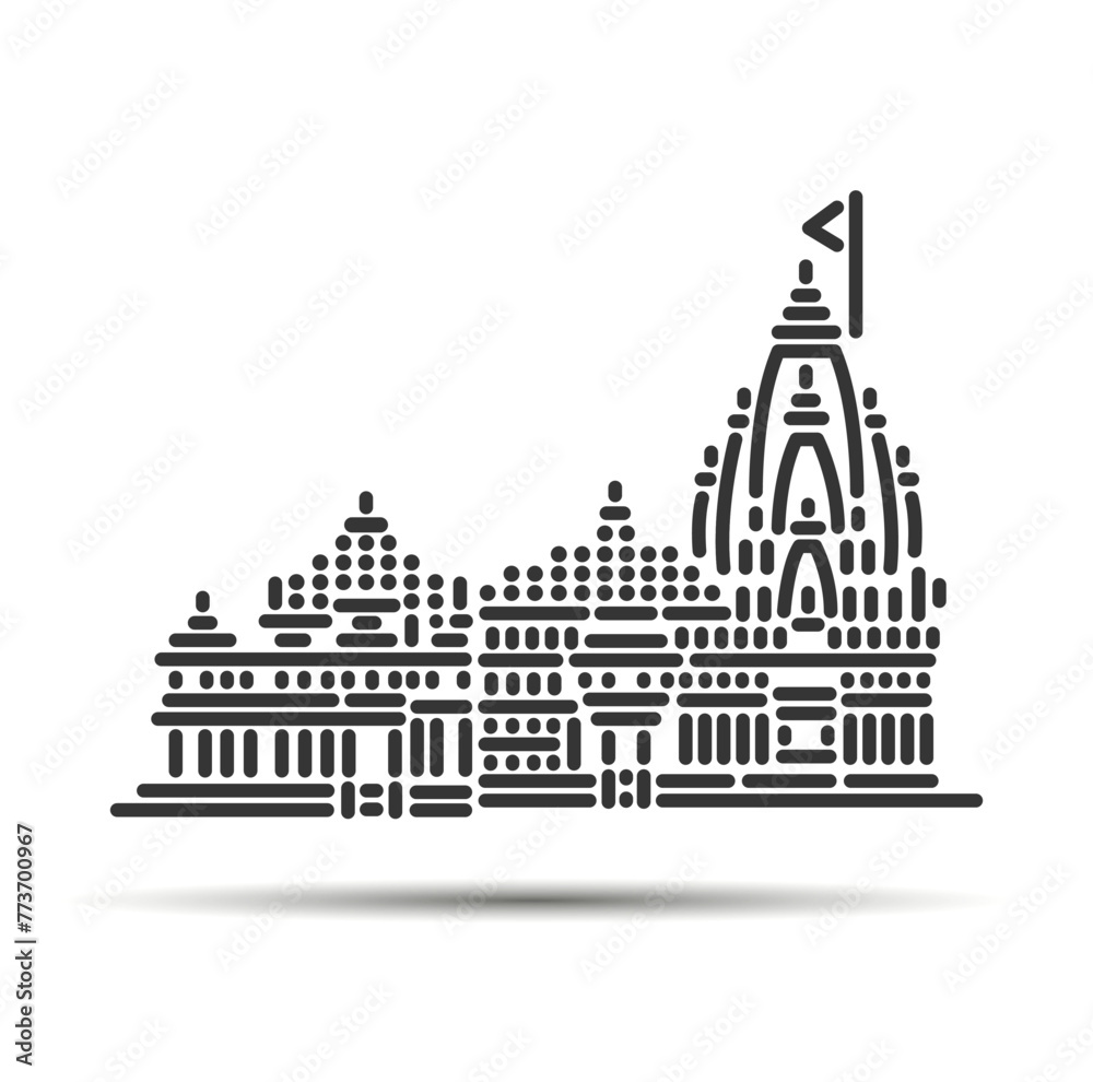 Somnath Temple illustration vector icon.
