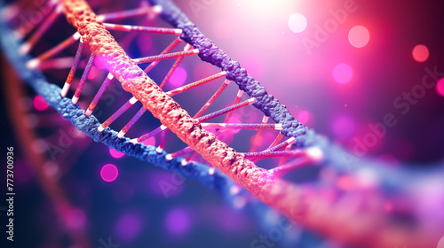 Close up of DNA helix structure. DNA, Genetic Engineering and biotechnology, DNA molecule. Science and technology concept 
