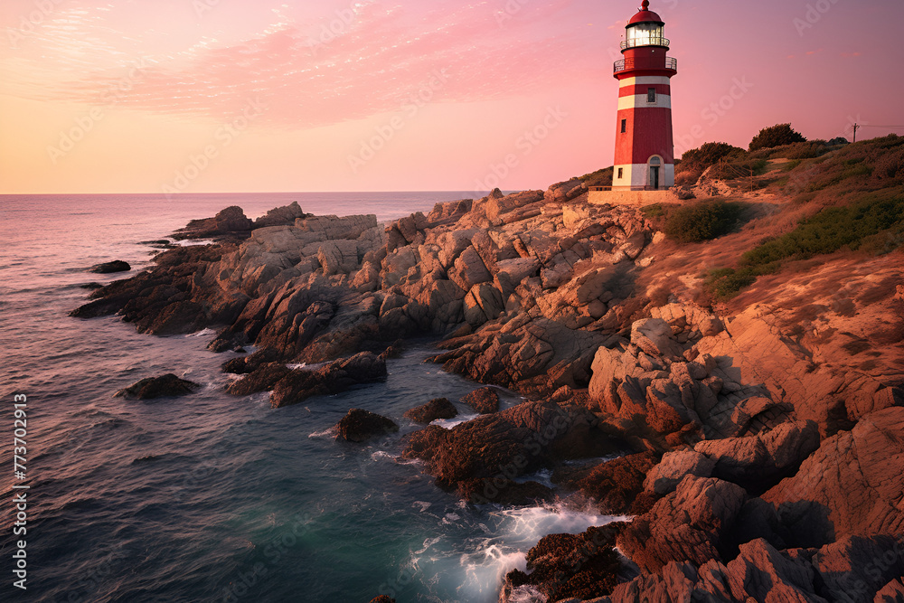 Fototapeta premium lighthouse at sunset