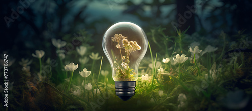 light bulb on the background of the tree