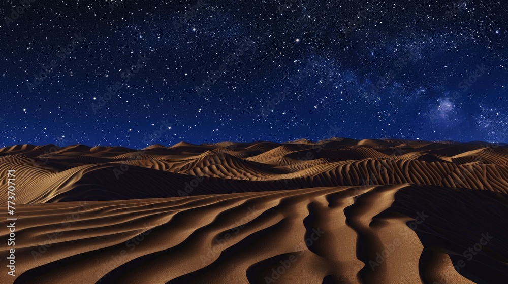 A desert at night with a sky full of stars - obrazy, fototapety, plakaty 