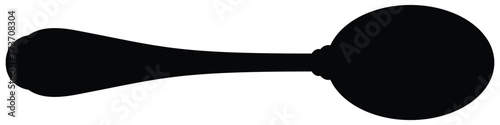 spoon icon, sticker contour spoon icon, kitchen spoon cutlery utensil silverware food silhouette vector illustraction . photo