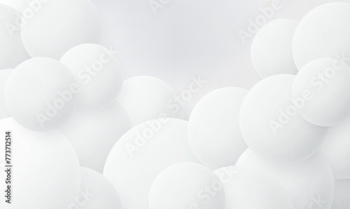 Abstract realistic 3d white sphere balls background. Snowy white balls. Digital technology wallpaper. Abstract background with dynamic 3d spheres. Trendy cover or banner design template. Vector EPS10.
