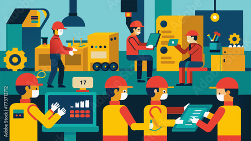 A busy factory floor filled with workers operating machinery representing the increased job opportunities created by the reshoring of