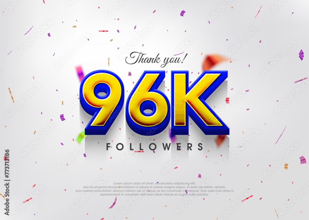 Colorful theme greeting 96k followers, thank you greetings for banners, posters and social media posts.