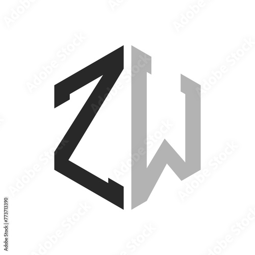 Modern Unique Hexagon Letter ZW Logo Design Template. Elegant initial ZW Letter Logo Concept