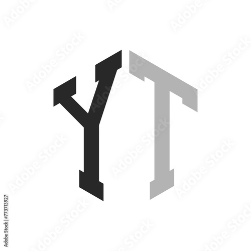 Modern Unique Hexagon Letter YT Logo Design Template. Elegant initial YT Letter Logo Concept