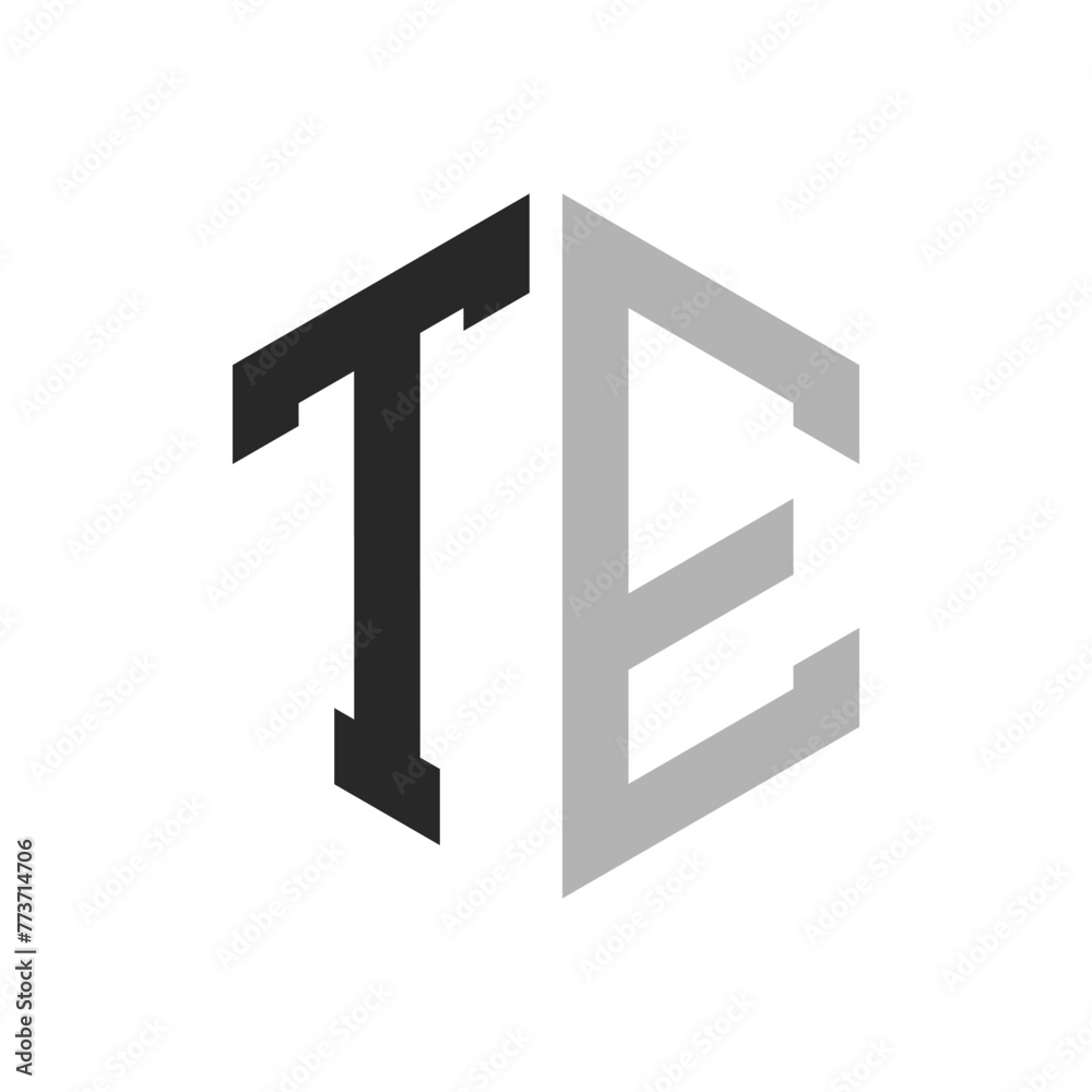 Modern Unique Hexagon Letter TE Logo Design Template. Elegant initial TE Letter Logo Concept