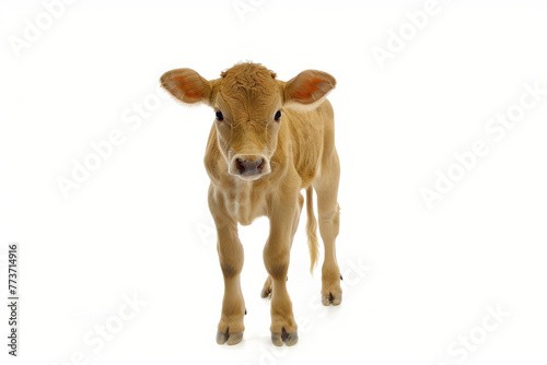 a baby calf looking at the camera