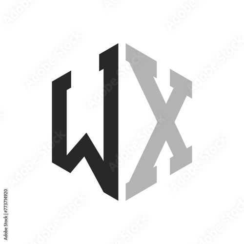 Modern Unique Hexagon Letter WX Logo Design Template. Elegant initial WX Letter Logo Concept