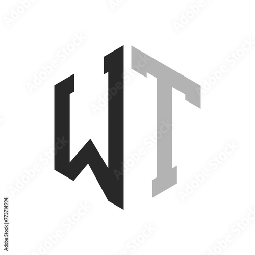 Modern Unique Hexagon Letter WT Logo Design Template. Elegant initial WT Letter Logo Concept