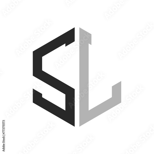 Modern Unique Hexagon Letter SL Logo Design Template. Elegant initial SL Letter Logo Concept photo