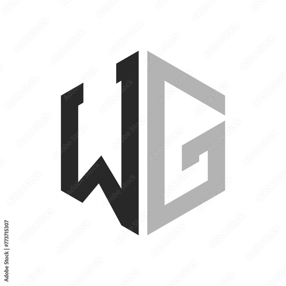 Modern Unique Hexagon Letter WG Logo Design Template. Elegant initial WG Letter Logo Concept