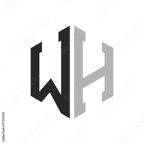 Modern Unique Hexagon Letter WH Logo Design Template. Elegant initial WH Letter Logo Concept