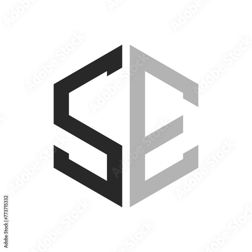 Modern Unique Hexagon Letter SE Logo Design Template. Elegant initial SE Letter Logo Concept