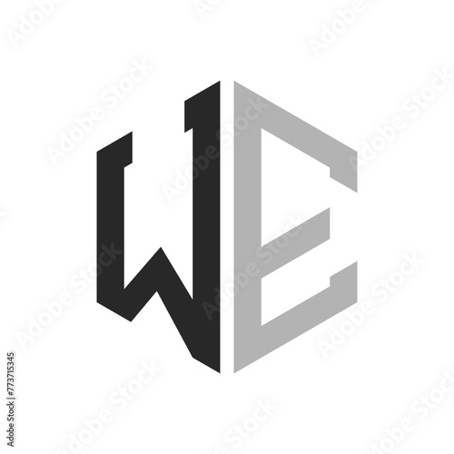 Modern Unique Hexagon Letter WE Logo Design Template. Elegant initial WE Letter Logo Concept