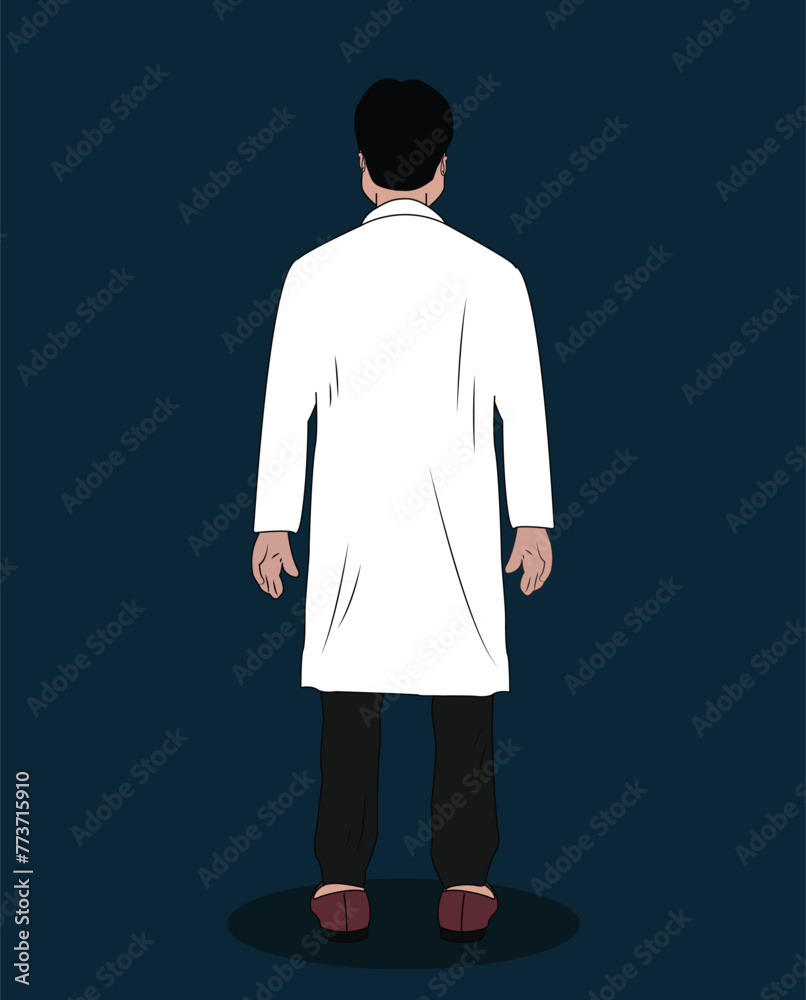A doctor back view cartoon character design for 2d animation stories A doctor back view cartoon character design for 2d animation stories