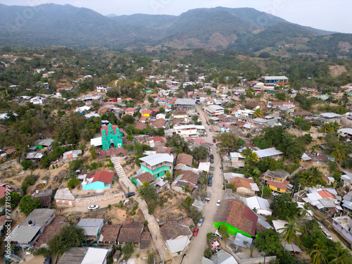 Panoramic drone view of the church in the village of Sabanillas, Guerrero photo