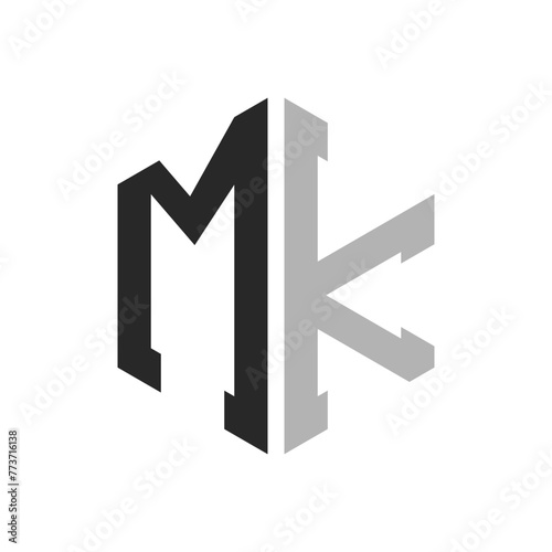 Modern Unique Hexagon Letter MK Logo Design Template. Elegant initial MK Letter Logo Concept
