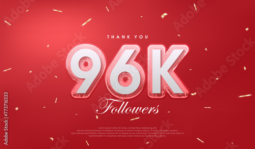 Red background for 96k followers celebration. photo