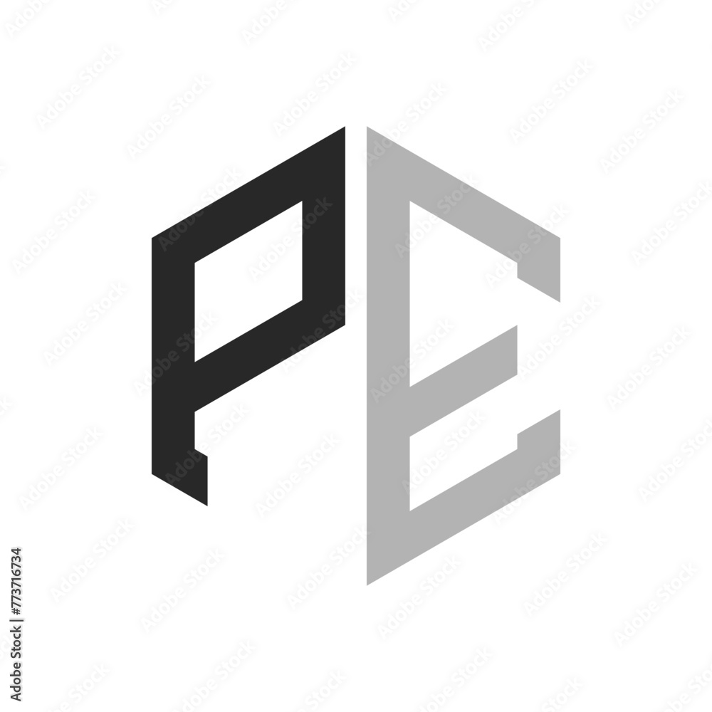 Modern Unique Hexagon Letter PE Logo Design Template. Elegant initial PE Letter Logo Concept Modern Unique Hexagon Letter PE Logo Design Template. Elegant initial PE Letter Logo Concept