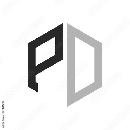 Modern Unique Hexagon Letter PD Logo Design Template. Elegant initial PD Letter Logo Concept
