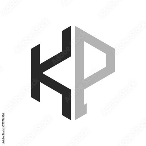 Modern Unique Hexagon Letter KP Logo Design Template. Elegant initial KP Letter Logo Concept