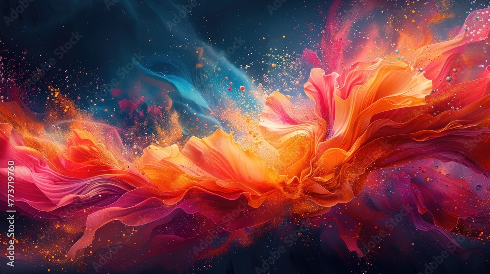 Fototapeta premium Generative AI A Vibrant Explosion of Abstract Shapes and Colors.