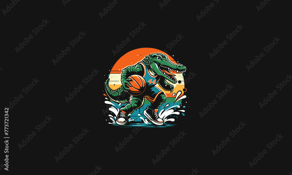 crocodile playing basket ball vector artwork design crocodile playing basket ball vector artwork design