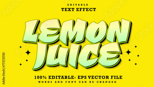 3d Minimal Word Lemon Juice Editable Text Effect Design Template, Effect Saved In Graphic Style