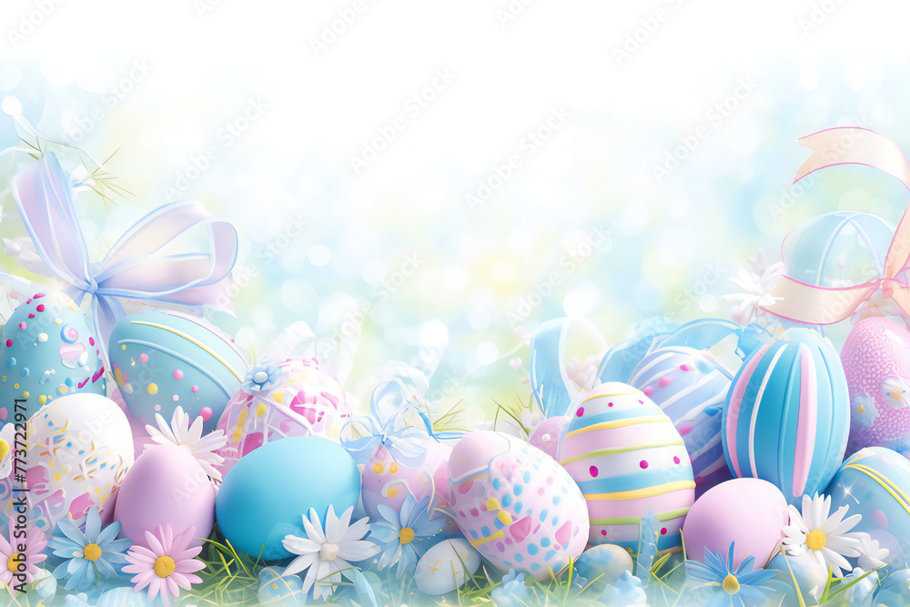 bright easter eggs background