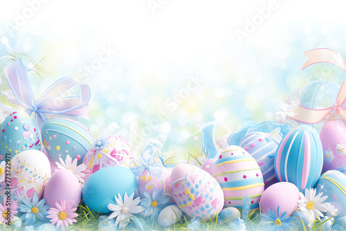 bright easter eggs background