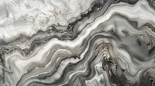 Elegant Abstract Marble Texture in Monochrome Tones with Gold Accents