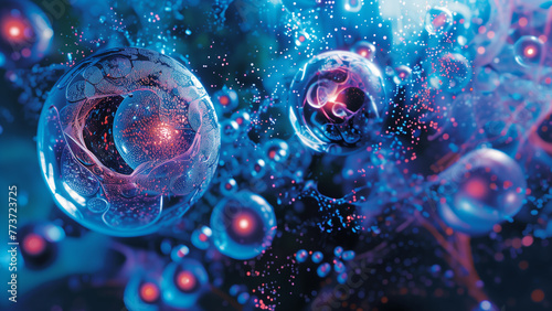Biology Meets Technology: Tech-Blue Themed Cellular Art