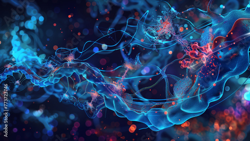 Biology Meets Technology: Tech-Blue Themed Cellular Art