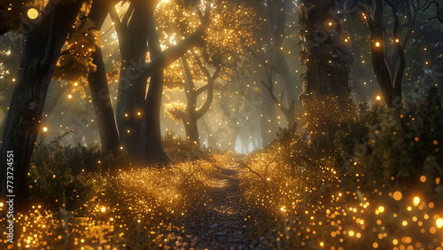 Golden Forest with Silver and Gold Lights